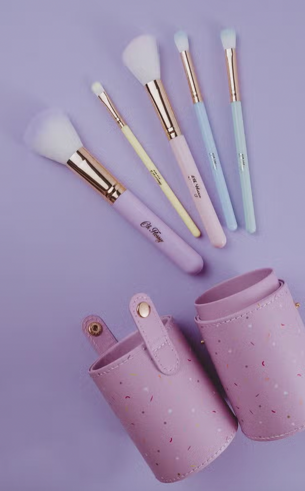 5-Piece Rainbow Makeup Brush Set - Oh Flossy