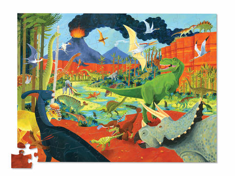 36 Animal Puzzle 100 pc - Dino Kingdom (Green Lid) - Crocodile Creek