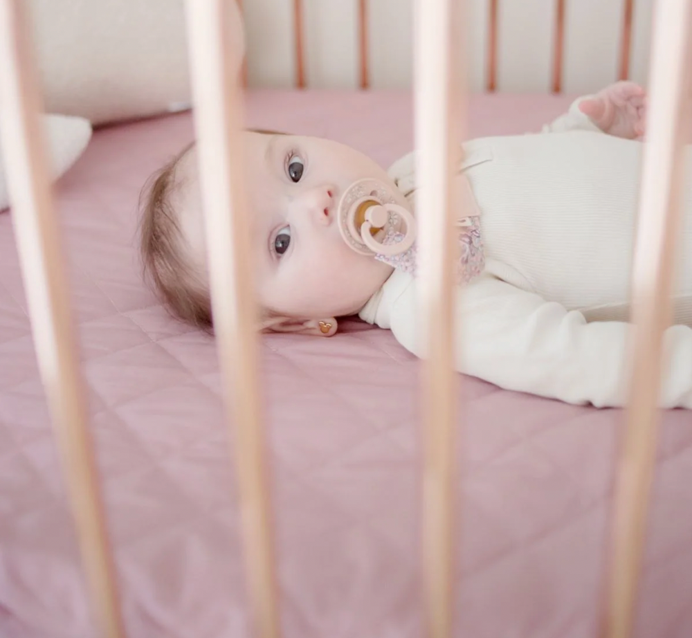 Waterproof Cot Sheet & Mattress Protector - Dusty Mauve - Bambella Designs