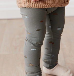 Organic Cotton Modal Legging - Vintage Cars Agave - Jamie Kay DISCOUNTED
