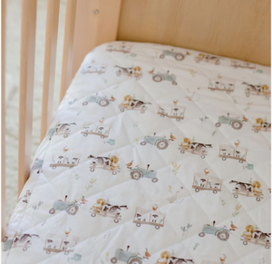 Waterproof Cot Sheet & Mattress Protector - Oakwood Farm - Bambella Designs