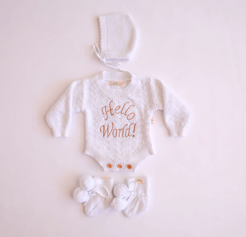 Knitted Beanie - White Newborn - Kute Cuddles