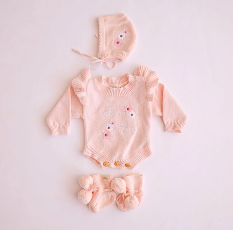 Knitted Booties - Pink Newborn - Kute Cuddles
