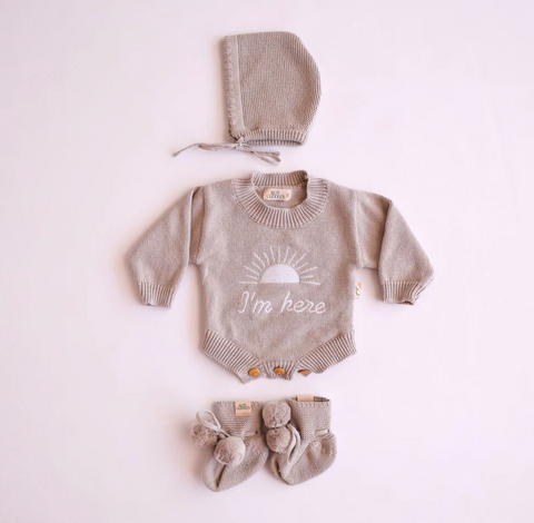 Knitted Booties - Tan Newborn - Kute Cuddles