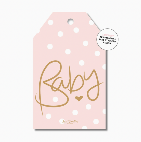 Baby Gift Tag - Pink Polka Dots - Just Smitten