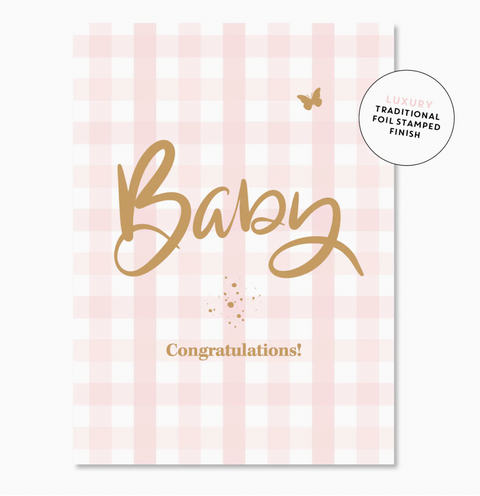 Baby Gingham - Pink - Card - Just Smitten
