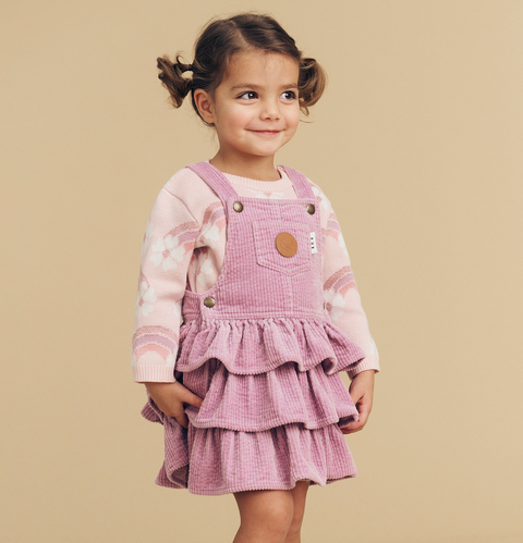 Orchid Cord Frill Overall Dress - Memory Lane - Huxbaby