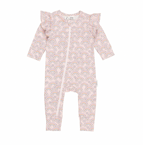 Flowerbow Frill Romper - Memory Lane - Huxbaby - STOCK DUE EARLY MARCH