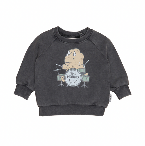 Dino Drums Sweatshirt - Memory Lane - Huxbaby - STOCK DUE EARLY MARCH