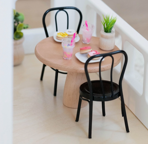 Dollhouse Round Bistro Dining Table | Natural Wood - Macy Mae Dollhouse Designs - DISCOUNTED
