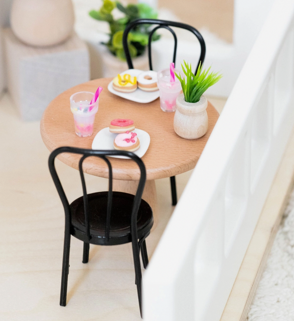 Dollhouse Round Bistro Dining Table | Natural Wood - Macy Mae Dollhouse Designs - DISCOUNTED