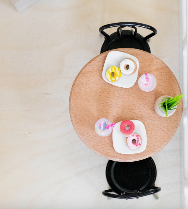 Dollhouse Round Bistro Dining Table | Natural Wood - Macy Mae Dollhouse Designs - DISCOUNTED