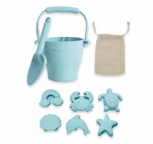 Silicone 8 piece Bucket & Spade Set - Light Blue - Living Textiles