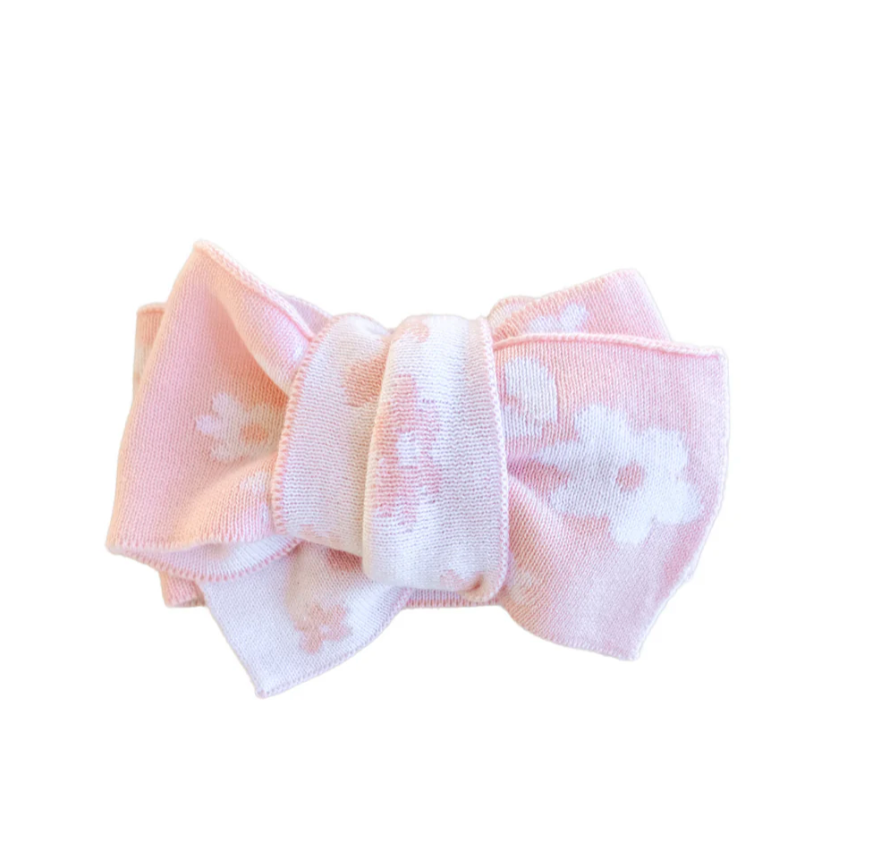 Knitted Oversized Topknot | Baby Pink Daisy - Little and Fern