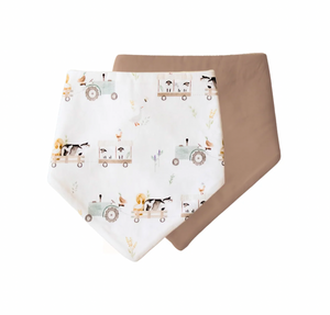 Bandana Bibs - Oakwood Farm & Latte - 2 pack - Bambella Designs