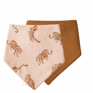 Bandana Bibs - Cheetah & Chestnut - 2 pack - Bambella Designs