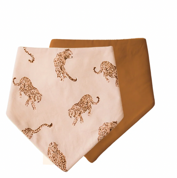 Bandana Bibs - Cheetah & Chestnut - 2 pack - Bambella Designs