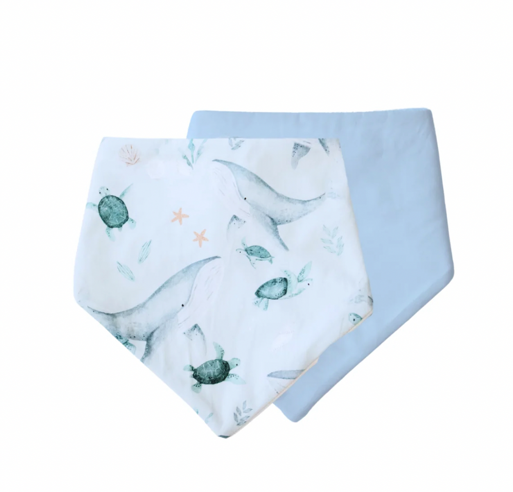 Bandana Bibs - Turtle Bay & Dusty Blue - 2 pack - Bambella Designs