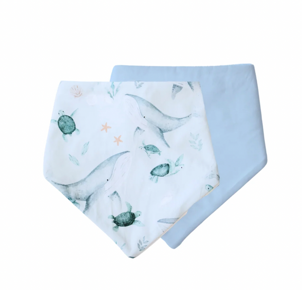 Bandana Bibs - Turtle Bay & Dusty Blue - 2 pack - Bambella Designs