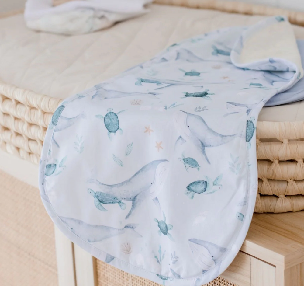 Burp Cloth - 2 pack -Turtle Bay & Dusty Sky Blue - Bambella Designs