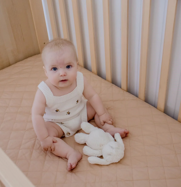 Waterproof Cot Sheet & Mattress Protector - Nude - Bambella Designs