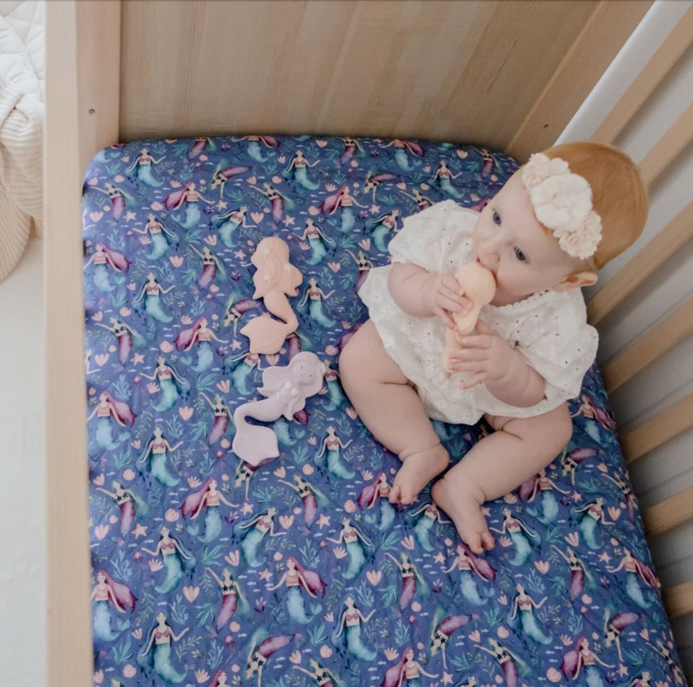 **Waterproof Cot Sheet & Mattress Protector - Mermaid Magic - Bambella Designs