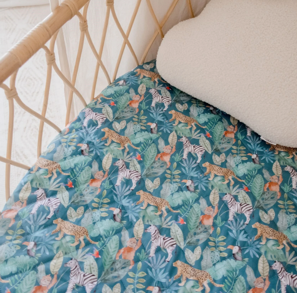 Waterproof Bassinet Sheet - Jungle Palms - Bambella Designs DISCOUNTED