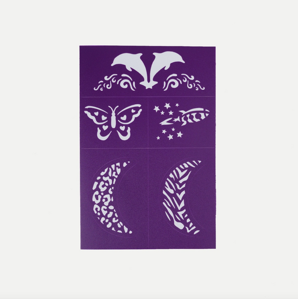 Reusable Adhesive Face Paint & Makeup Stencils - Purple - Oh Flossy