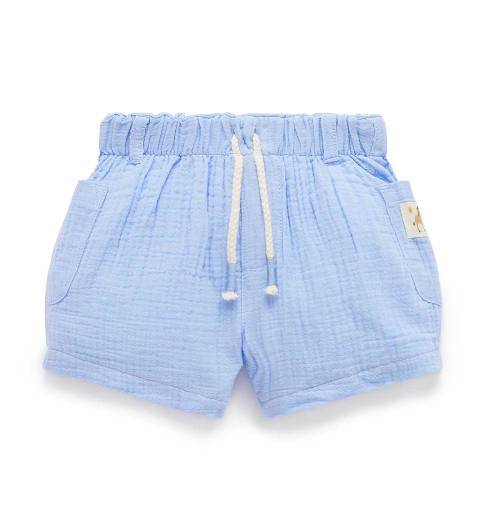 Crinkle Cotton Shorts - Carribean - Pure Baby