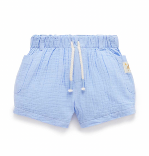 Crinkle Cotton Shorts - Carribean - Pure Baby