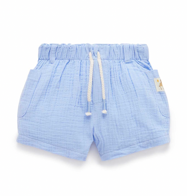 Crinkle Cotton Shorts - Carribean - Pure Baby
