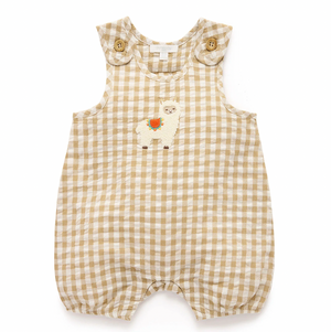 Llama Gingham Romper - Pure Baby