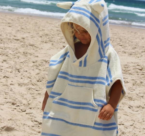 Kids Hooded Towel - Blue Stripe - Sunnylife