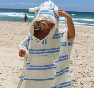 Kids Hooded Towel - Blue Stripe - Sunnylife