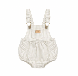 Pax Playsuit - Fine Vertical Stripe Sandy Brown/Cloud - Jamie Kay