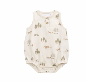 Organic Cotton Archie Playsuit - Pine Forest Friends - Jamie Kay