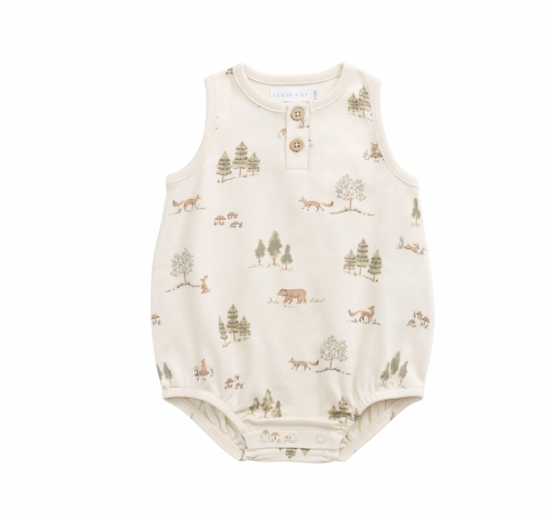 Organic Cotton Archie Playsuit - Pine Forest Friends - Jamie Kay