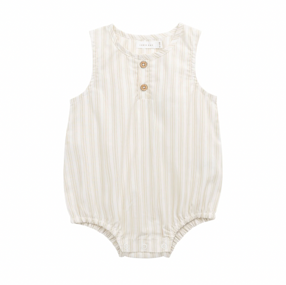 Organic Cotton Archie Playsuit - Variegated Stripe Foam - Jamie Kay