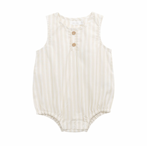 Organic Cotton Archie Playsuit - Variegated Stripe Foam - Jamie Kay