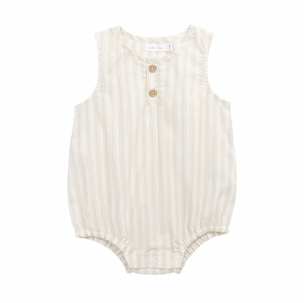 Organic Cotton Archie Playsuit - Variegated Stripe Foam - Jamie Kay