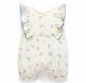 Hummingbird Ruffle Romper - Pure Baby