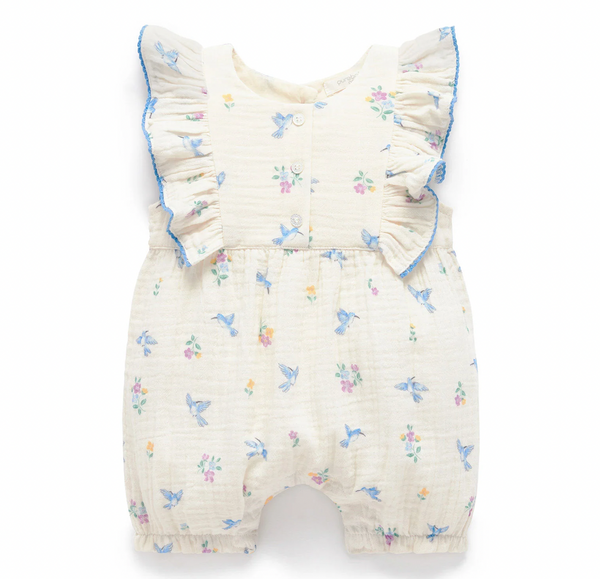 Hummingbird Ruffle Romper - Pure Baby