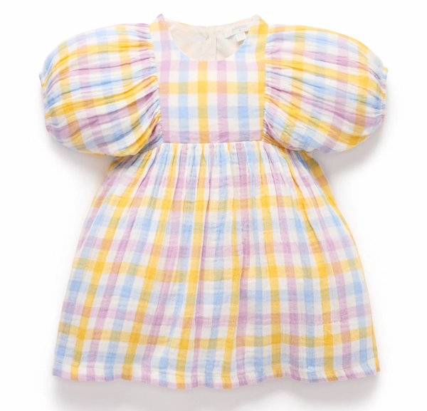 Check Gathered Dress - Pure Baby