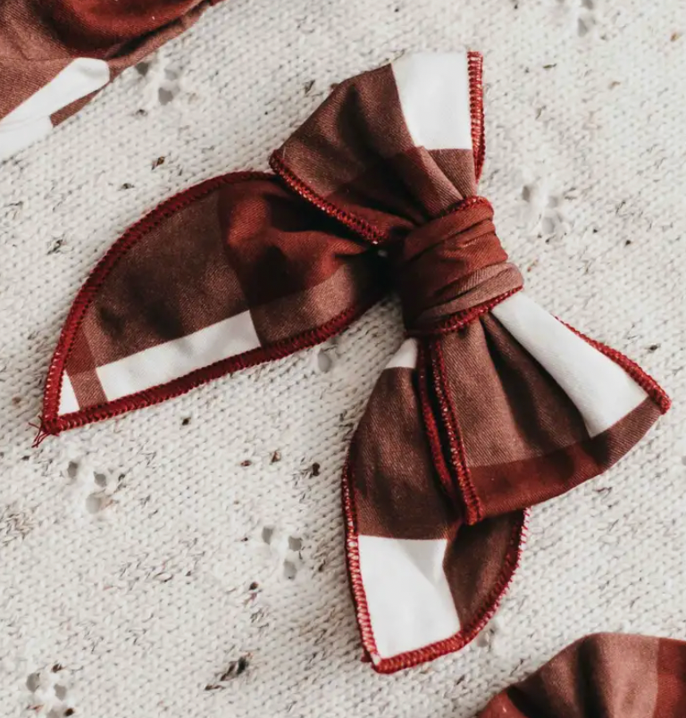 Red Gingham Clip Bow - Bencer & Hazelnut