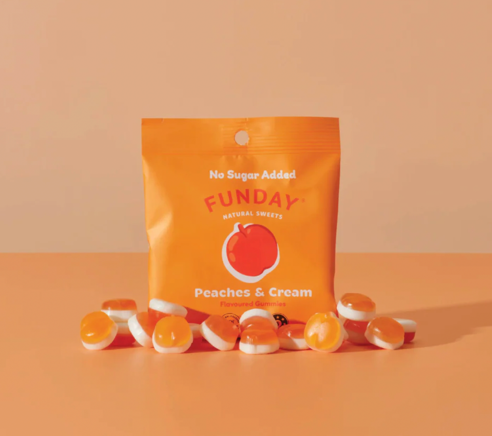 Peaches & Cream Flavoured Gummies 50g  - Funday Natural Sweets