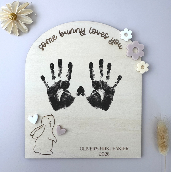 Personalised Easter Keepsake Handprint Plaque | Some Bunny loves you - Luma Light