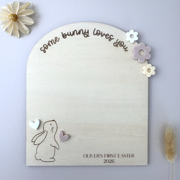 Personalised Easter Keepsake Handprint Plaque | Some Bunny loves you - Luma Light