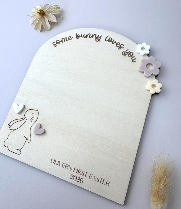 Personalised Easter Keepsake Handprint Plaque | Some Bunny loves you - Luma Light