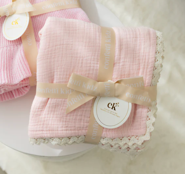 Classic Muslin Blanket - Soft Pink - Confetti Kidz