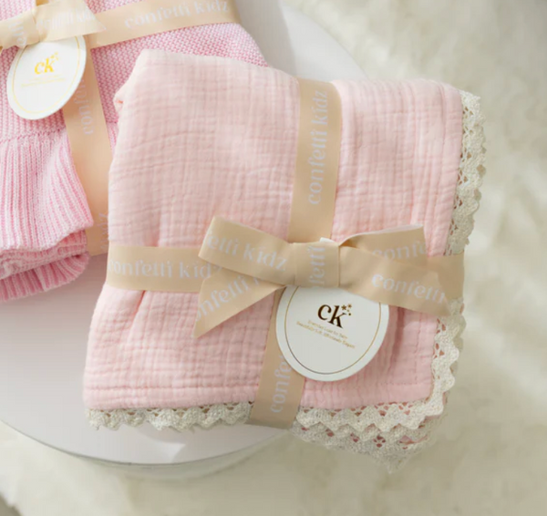 Classic Muslin Blanket - Soft Pink - Confetti Kidz